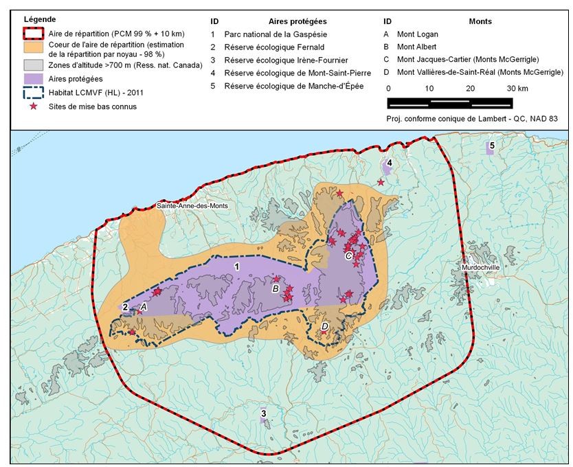 Carte caribou Gaspésie